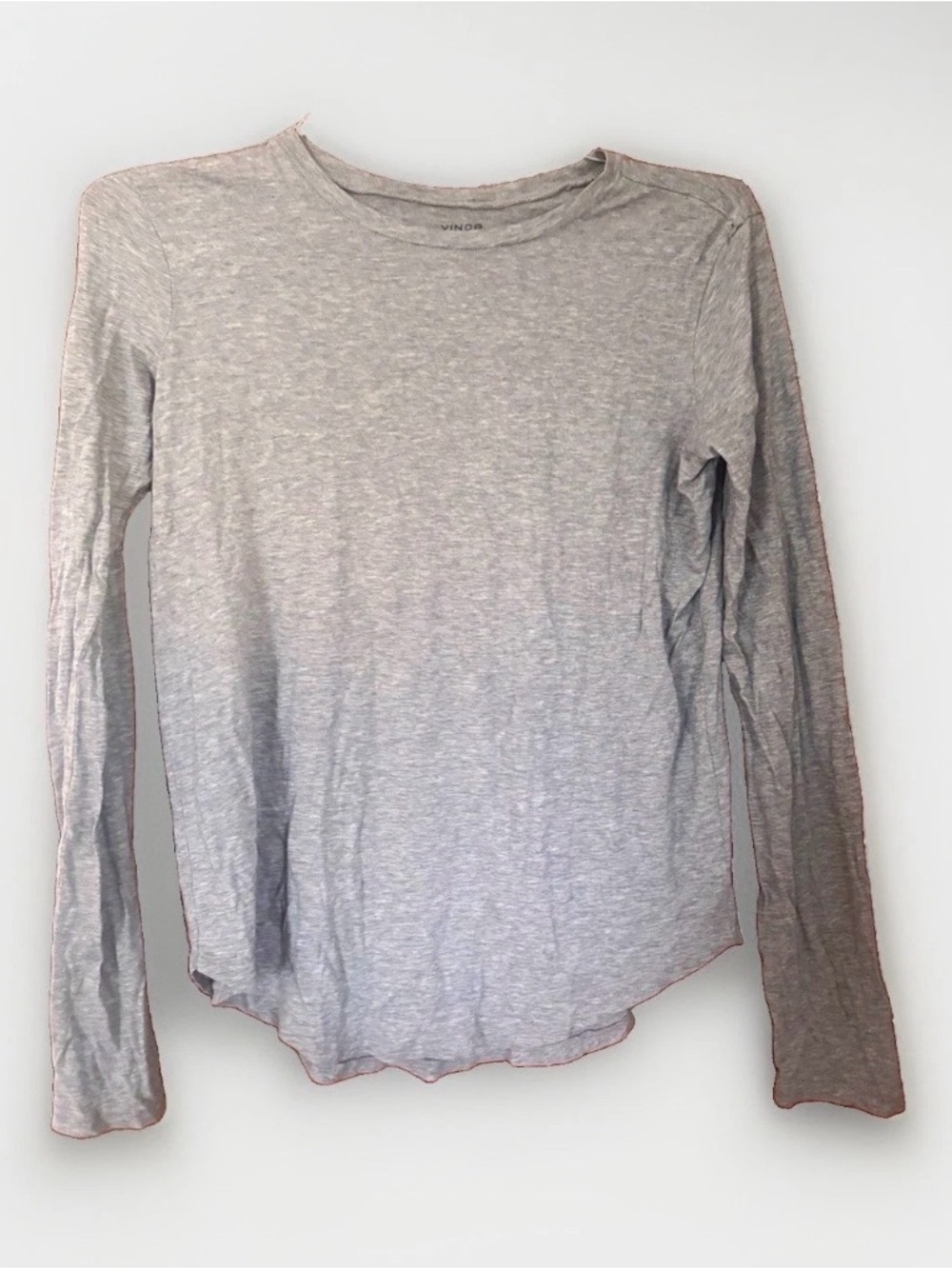 Vince Women’s Long-Sleeve Crew Neck Tee in Light Gray super soft